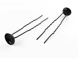 \本日ポイント5倍/【まとめ買いがお得】 かんざし パーツ ブラック 20個 お椀型台座付 簪 ヘアアクセサリー 金具 ヘアピン 髪留め 髪留め金具 アクセサリーパーツ かんざ