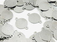 【2点以上まとめ買いで得得】 メタル パーツ プレート 丸　10mm　両カン付き　シルバー　100枚　カン付き…