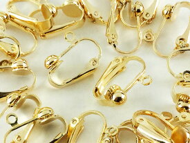 【2点以上まとめ買いで得得】 イヤリング　パーツ　ゴールド　KC金　20個　バネ式　カン付き　イヤリング金具　イヤークリップ　アクセサリー金具　アクセサリーパーツ　ハンドメイドパーツ　（AP0424）