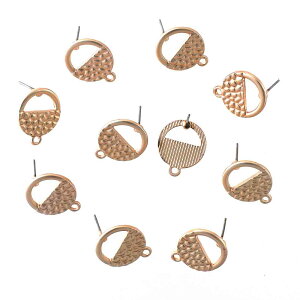 \本日ポイント5倍/【まとめ買いがお得】 ピアスパーツ ゴールド KC金 サージカルステンレス ポスト カン付き 10個 15mm 金属アレルギー対応 ピアス 丸 サークル ピアス金具