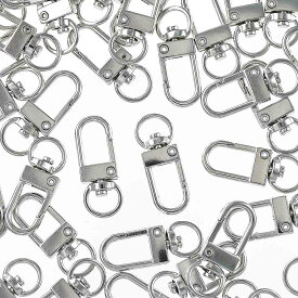 ＼本日ポイント5倍／【まとめ買いがお得】 ナスカン　シルバー　60個　33mm　薄型　フック　回転カン　付き　キーホルダー　金具　キーリング　チェーン　丸カン　接続金具　ショルダー　連結パーツ　DIY　バッグチャーム　ハンドメイド　アクセサリー　パーツ AP2685