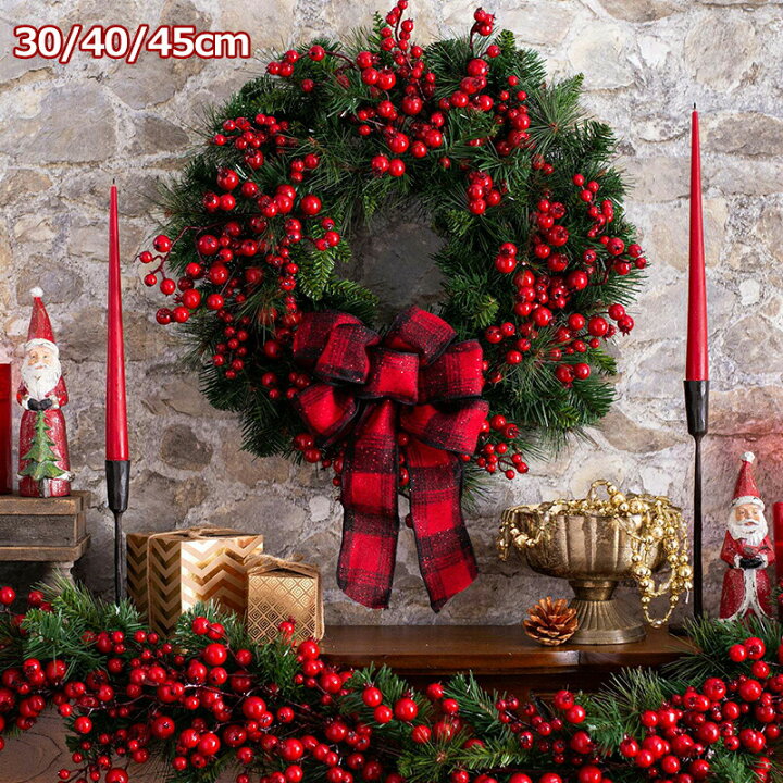 楽天市場】クリスマスリース クリスマス 飾り 花 30/40/45cm リボン 