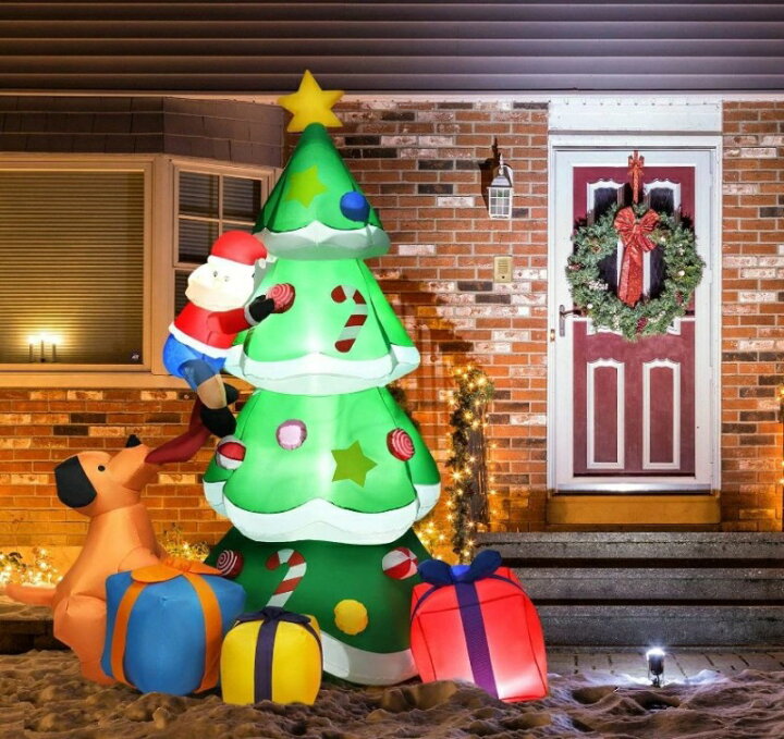 Amazon.co.jp: エアー サンタクロース クリスマス エアーディスプレイ サンタ 屋外 装飾 壁登り サンタクロース 外 飾り 高さ245cm  光るサンタクロース 膨張式 空気充填 LED付き エアブロー 装飾 パーティー 防水 クリスマス飾り 部屋 ベランダ 壁 窓飾り 店舗 ... 【Vofuxo】エアーディスプレイ 膨張式 クリスマス飾り サンタクロース 高さ 2.4m 空気充填 光る 防水 壁登り 多用途 使