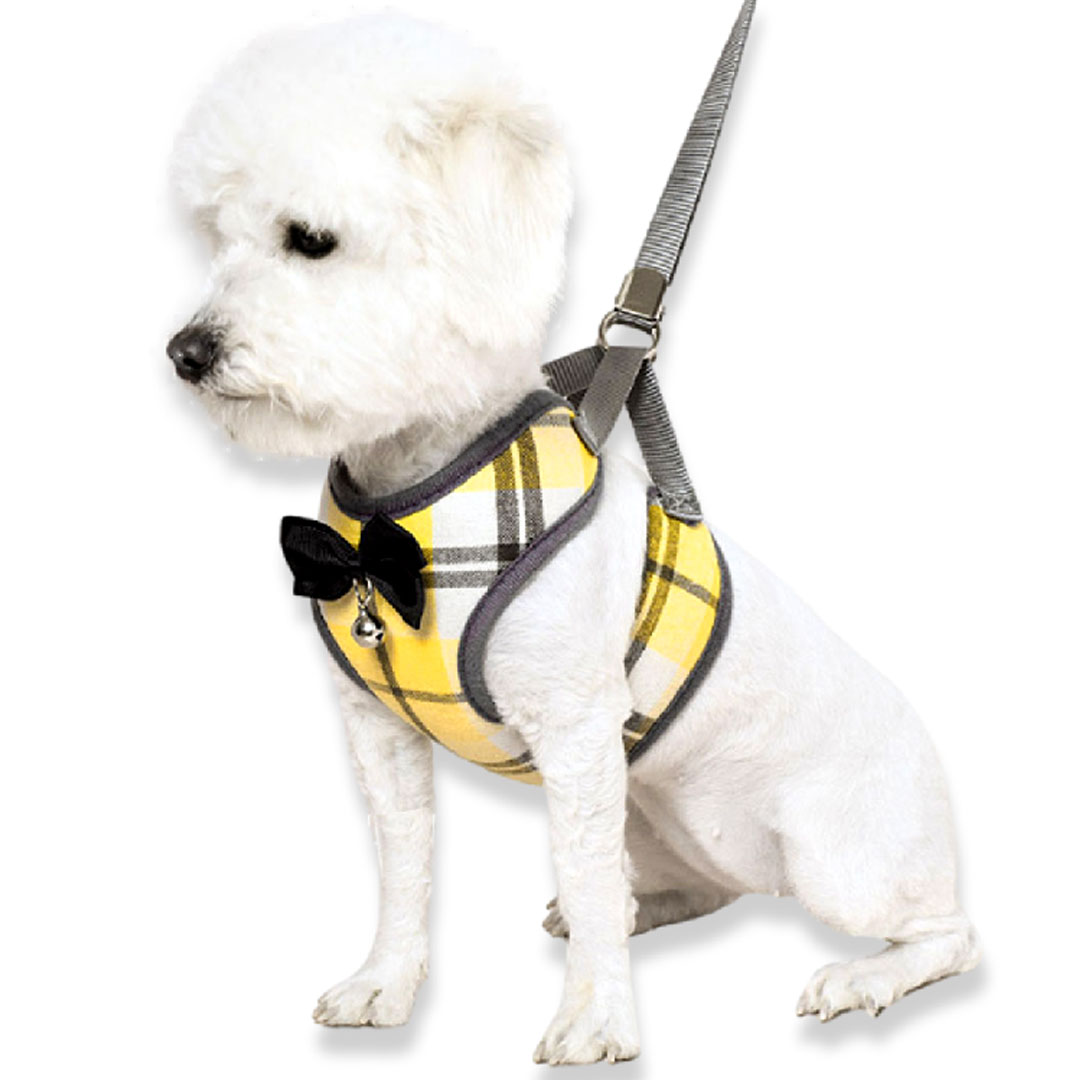 犬 ハーネス リード セット チェック かわいい ペット用品 犬服 猫服 かわいい 安全 脱げない 小型犬 中型犬 散歩 介護用 旅行 お出かけ