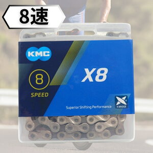 KMC X8 8SPEED ] `F[ 8Xs[h 8s 8 114Links Vo[/O[ Silver/Gray Ai