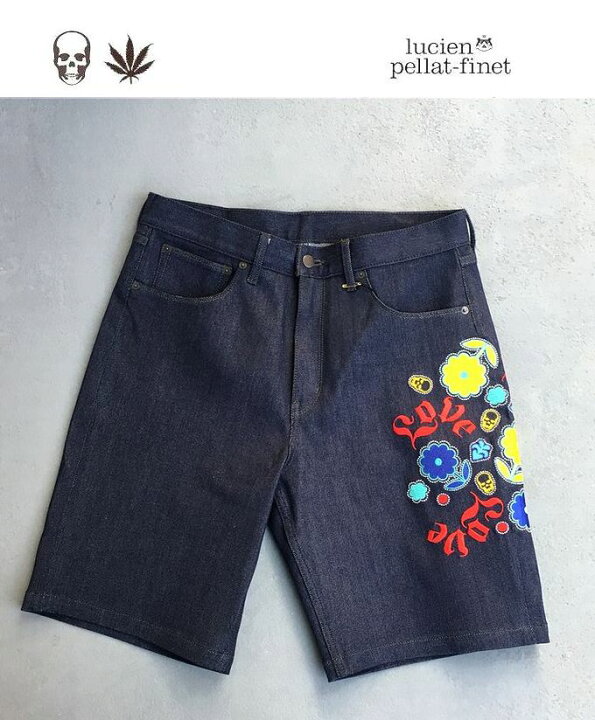 楽天市場】ルシアンペラフィネ 花刺繍デニムショーツ ショートパンツ 