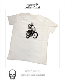 ルシアンぺラフィネ スカル スケルトン バイカー プリント Tシャツlucien pellat-finet Skeleton Biker Tshirt