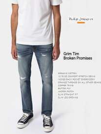 ヌーディージーンズ　Nudiejeans　グリムティム　リペア加工　ビンテージ　L30GrimTim　BROKEN PROMISES　北欧　スウェーデン　デニム　インディゴ