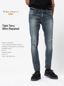 ヌーディージーンズ　タイトテリー　リペア加工　デニム　インディゴ　L30 NudieJeans　TIGHTTERRY　WORN REPAIRED　スウェーデン　北欧 デニム スキニージーンズ