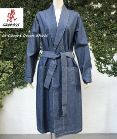 春夏グラミチ　Gramicci　ライトデニム　ガウンシャツ　デニムコート　LT.DENIM GOWN SHIRT