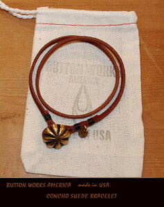 ButtonWorksAmerica�y��BrassConcho-SuedeBracelet brown�z�y�{�^�����[�N�X �R���`���X�E�F�[�h�u���X���b�g/�u���E���z