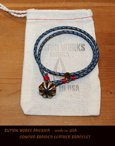 ButtonWorksAmerica�y��Concho-BraidedBracelet lt.blue�z�y�{�^�����[�N�X �R���`���҂ݍ��݃u���X���b�g/���C�g�u���[�z