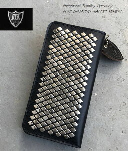 HTC�@�n���E�b�h�g���[�f�B���O�J���p�j�[�@�t���b�g�@�_�C�������h�@�^�C�v1�@�����O�E�H���b�g�@�X�^�b�Y�@�����z�@�A�����J���@�u���b�NHollywoodTradingCompany FLAT DIAMOND TYPE1 LONG WALLET BLACK SI