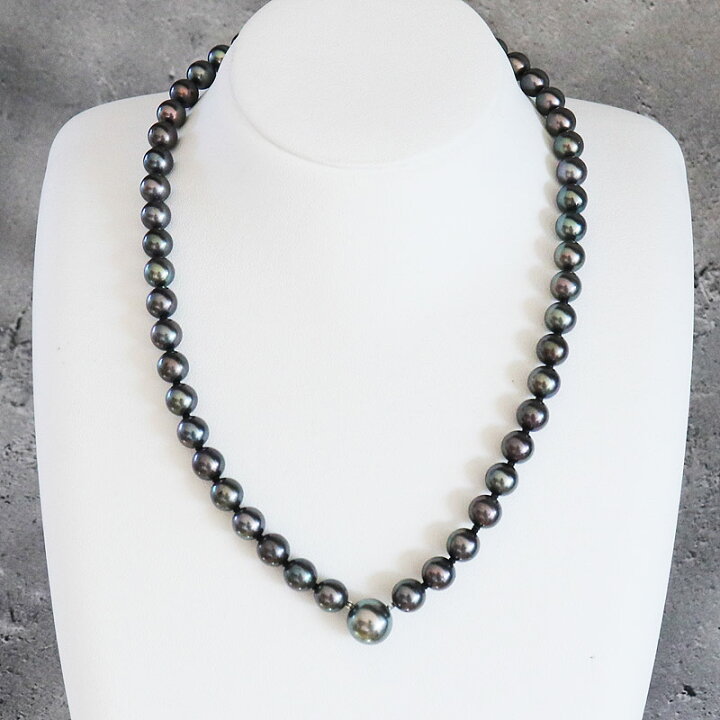 楽天市場】あこや真珠 黒蝶真珠 ネックレス グリーンブラック シルバー  