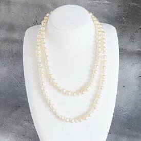 あこや真珠 ロングネックレス 5.5-8.5mm ナチュラルクリーム シルバー 92cm パールネックレス アコヤパール Akoya