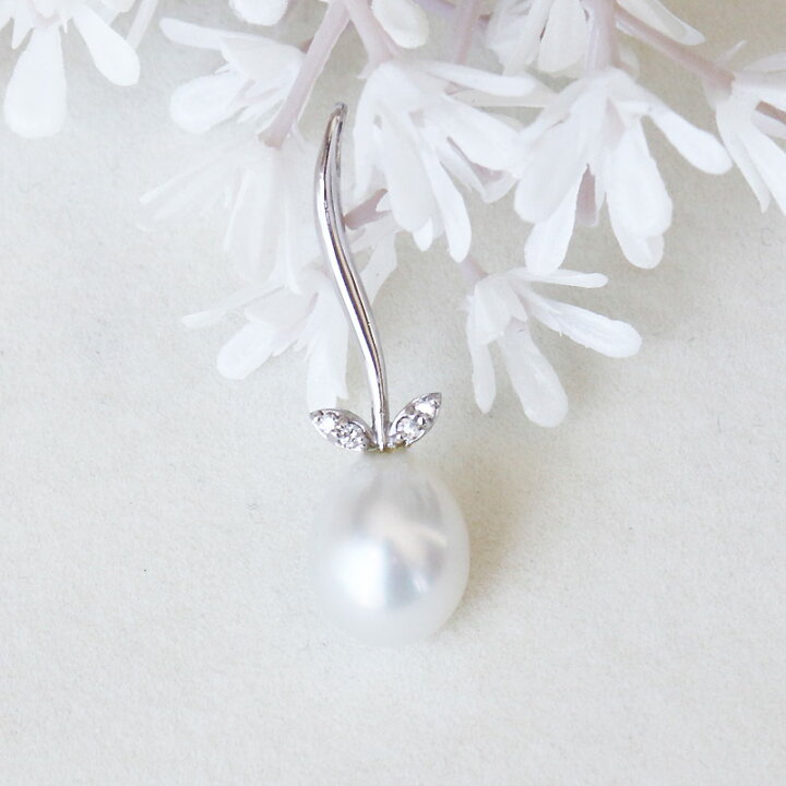 楽天市場】白蝶真珠 ダイヤ ペンダントトップ ホワイト オーバル K14WG  