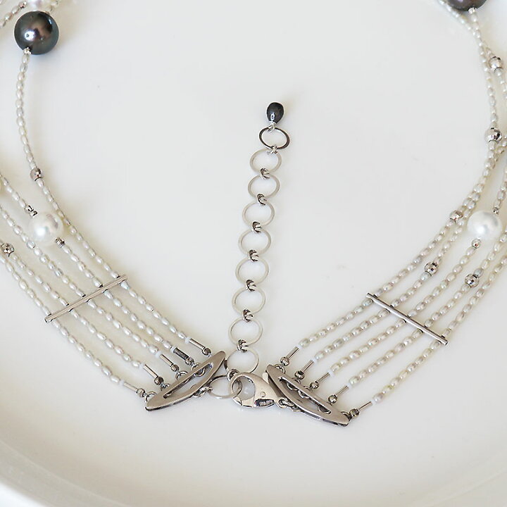 楽天市場】黒蝶真珠 あこや真珠 あこや真珠ケシ 5連ネックレス K18WG  