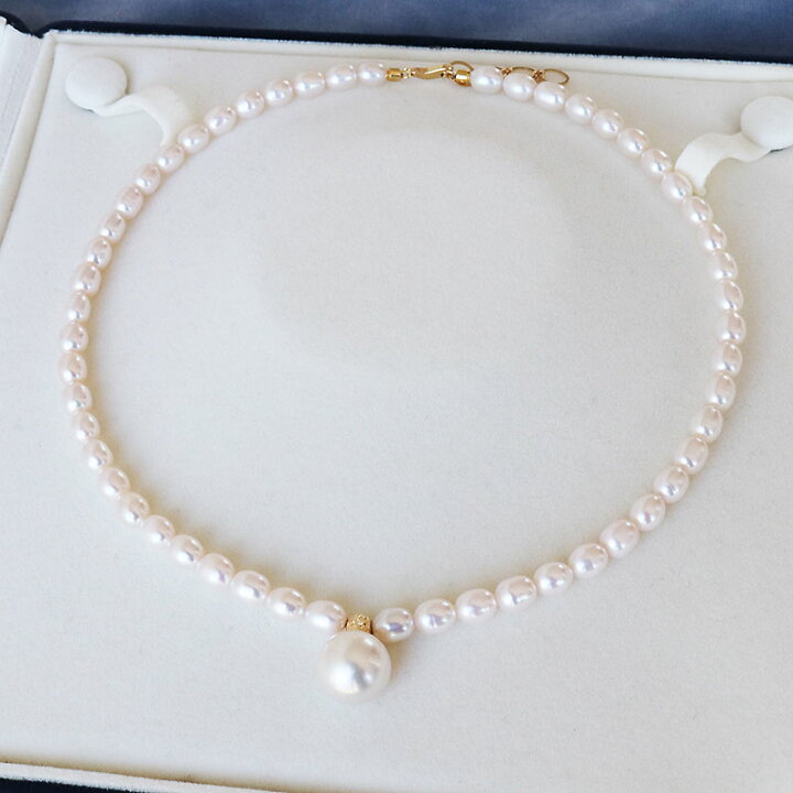 楽天市場】白蝶真珠 淡水真珠 ネックレス ホワイトピンク K18YG 41cm+  