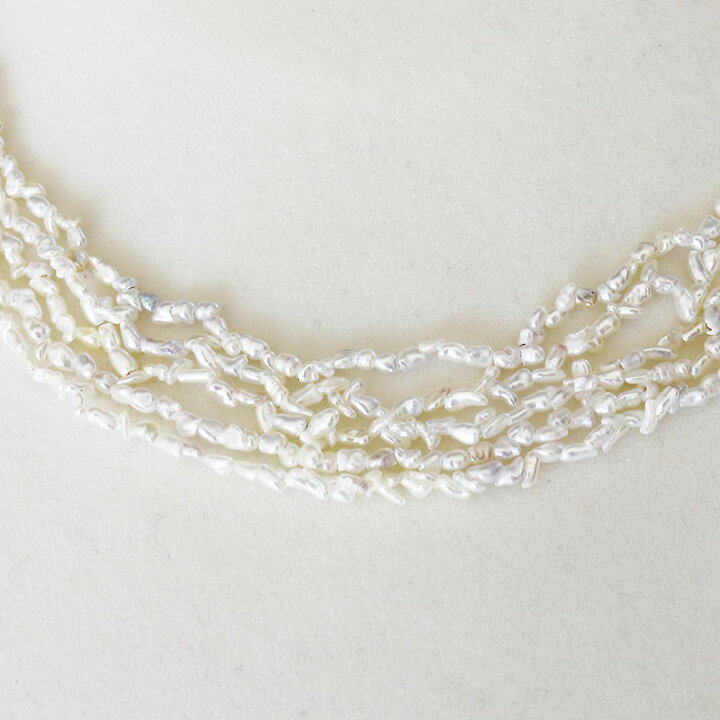 楽天市場】あこや真珠ケシ 5連 ネックレス ホワイト シルバー 42cm  