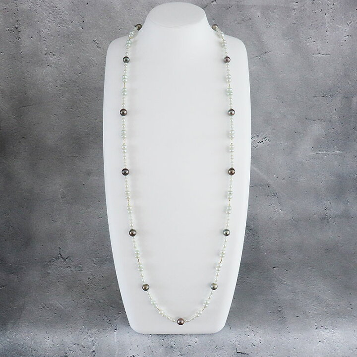 楽天市場】あこや真珠 淡水真珠 ロングネックレス K18YG シルバー 90cm 