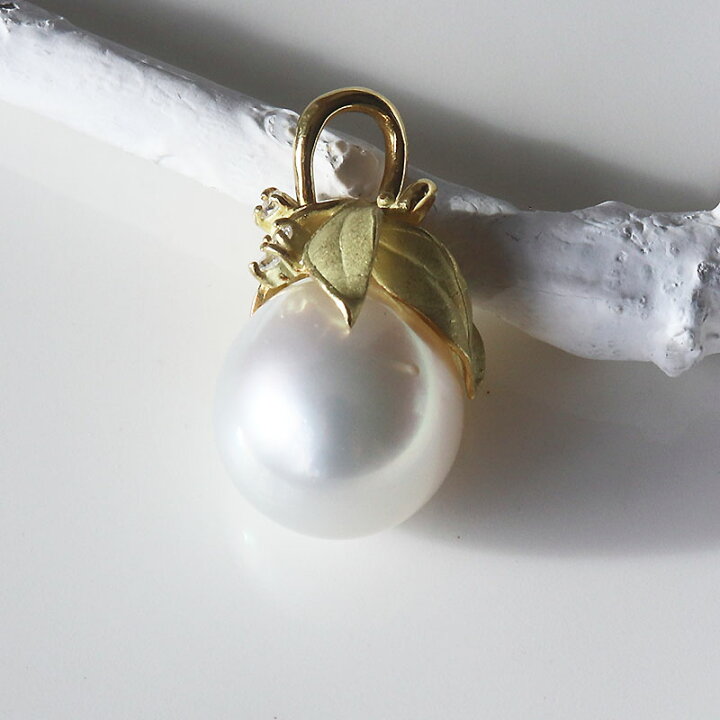 楽天市場】白蝶真珠 ダイヤ ペンダントトップ ホワイト 14.1mm  