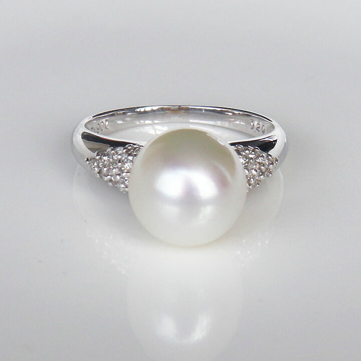 楽天市場】白蝶真珠 ダイヤ 指輪 リング 12号 ホワイト プラチナ  