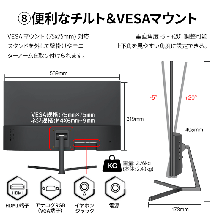 楽天市場】楽天1位！モニター 23.8インチ 21.5インチ 100Hz 白 黒