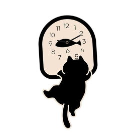 【楽天スーパーSALE★50％OFF！半額割引】 【期間限定★600円OFFクーポン対象商品】 猫の壁掛け時計、装飾時計、室内装飾、黒のアラビア数字、サイレント吊り下げ時計、リビングルーム、ショップ、寝室、ダイニングルーム用