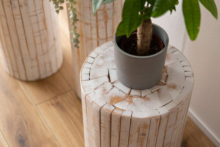 プランタースタンド プランターベース プランター フラワースタンド おしゃれ ナチュラル 北欧 インテリア 棚 丸型 円形 棚付き 玄関 玄関先 入口 ガーデニング 木製 ハイタイプ 植木鉢 植物置き 観葉植物 花台 室内 屋外 茶色 ブラウン 白 ホワイト Guy 921br Wh Ottd