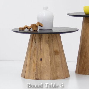 ラウンドテーブルS ローテーブル センターテーブル リビングテーブル 机 木製 天然木 丸い 丸型 円形 おしゃれ 古材 ヴィンテージ ビンテージ モダン ブラック 黒 ブラウン ナチュラル 個体