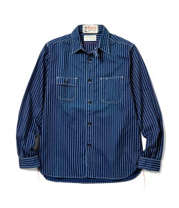 VK[P[ 8.5oz EHobV XgCv  [N Vc SC25551 / SUGAR CANE FICTION ROMANCE 8.5oz. WABASH STRIPE WORK SHIRT (LONG SLEEVE)