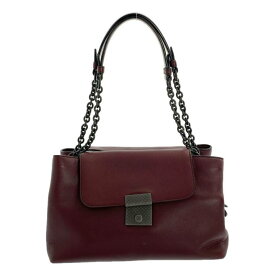 【美品】 BOTTEGA VENETA / ボッテガヴェネタ | レザー チェーンハンドル フラップ トートバッグ | バーガンディー | レディース