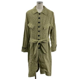 【美品】 JOHN ALEXANDER SKELTON / ジョンアレキサンダースケルトン | 2024SS | jacquard belted coat / ジャガード ベルテッド オーバーコート | XL | beige /green | メンズ