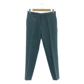 Drawer / ドゥロワー | ウール ジップフライ センタープレス スラックス パンツ | 34 | グリーン | レディース