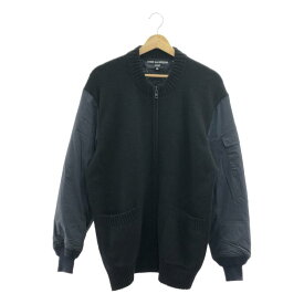 COMME des GARCONS HOMME / コムデギャルソンオム | 2022AW | ウール ナイロン 切替 ニット ジャケット | M | ブラック / ネイビー | メンズ