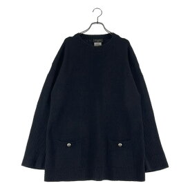 CHANEL / シャネル | カシミヤ混 パールボタン クルーネックニット | 44 | ブラック | レディース