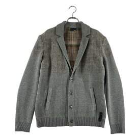 【美品】 FENDI / フェンディ | ウール チェック 切替 ニット テーラードジャケット | 48 | グレー | メンズ