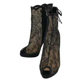 Christian Dior / クリスチャンディオール | レース オープントゥ ヒールブーツ | 36 | ブラック | レディース