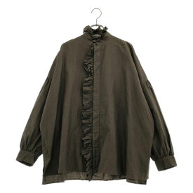 TOUJOURS / トゥジュー | SI/CO RUFFLE WIDE SHIRT / シルクコットン ラッフルワイドシャツ | 2 | ブラウン | レディース