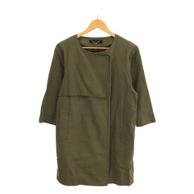 SACRA / サクラ | linen trench coat コットン リネン ノーカラー コクーン トレンチ コート | 38 | カーキ | レディース