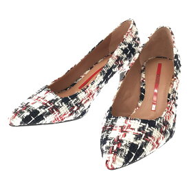 【美品】 STACCATO / スタッカート | STACCATO / スタッカート ツイード チェック ポインテッドトゥ ヒール パンプス 箱付き | 23 | ホワイト / ネイビー / レッド | レディース