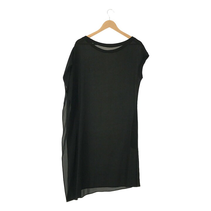 ヨウジヤマモト ノアールアシンメトリーシルクワンピースドレスブラック 