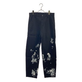 【新品】 prasthana / プラスターナ | painted workers slant jeans ペイント ワーカー スラント パンツ | 0（S） | ブラック / ブラック | メンズ