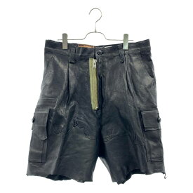 【美品】 GOOD KARMA DEVELOPMENT / グッドカルマ ディベロップメント | LEATHER CARGO SHORTS LAZY レザー パンツ | 3 | ブラック | メンズ