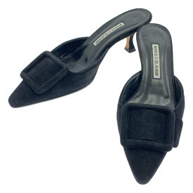 【美品】 MANOLO BLAHNIK / マノロブラニク | MAYSALE スエード ポインテッドトゥ ミュール サンダル | 36 | ブラック | レディース