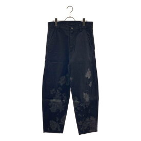 【新品】 prasthana / プラスターナ | painted workers slant jeans ペイント ワーカー スラント パンツ | 0（S） | ブラック / ホワイト | メンズ