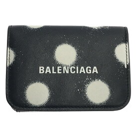 【美品】 BALENCIAGA / バレンシアガ | ドット柄 3つ折り ウォレット | ブラック/ホワイト | メンズ