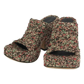 【美品】 BOTTEGA VENETA / ボッテガヴェネタ | ブークレウェッジミュール サンダル | 37 | マルチカラー | レディース
