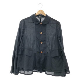 COMME des GARCONS COMME des GARCONS / コムコム | 2016SS | 製品染め ポリエステル 丸襟 レイヤード 袖 裾 ジャケット | XS | ブラック | レディース