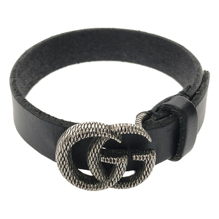 GUCCI ダブルG エングレービング レザーブレスレット - ブレスレット 